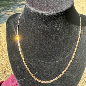 14k Solid Gold Made In Italy Tri- Color  Twisted Necklaces